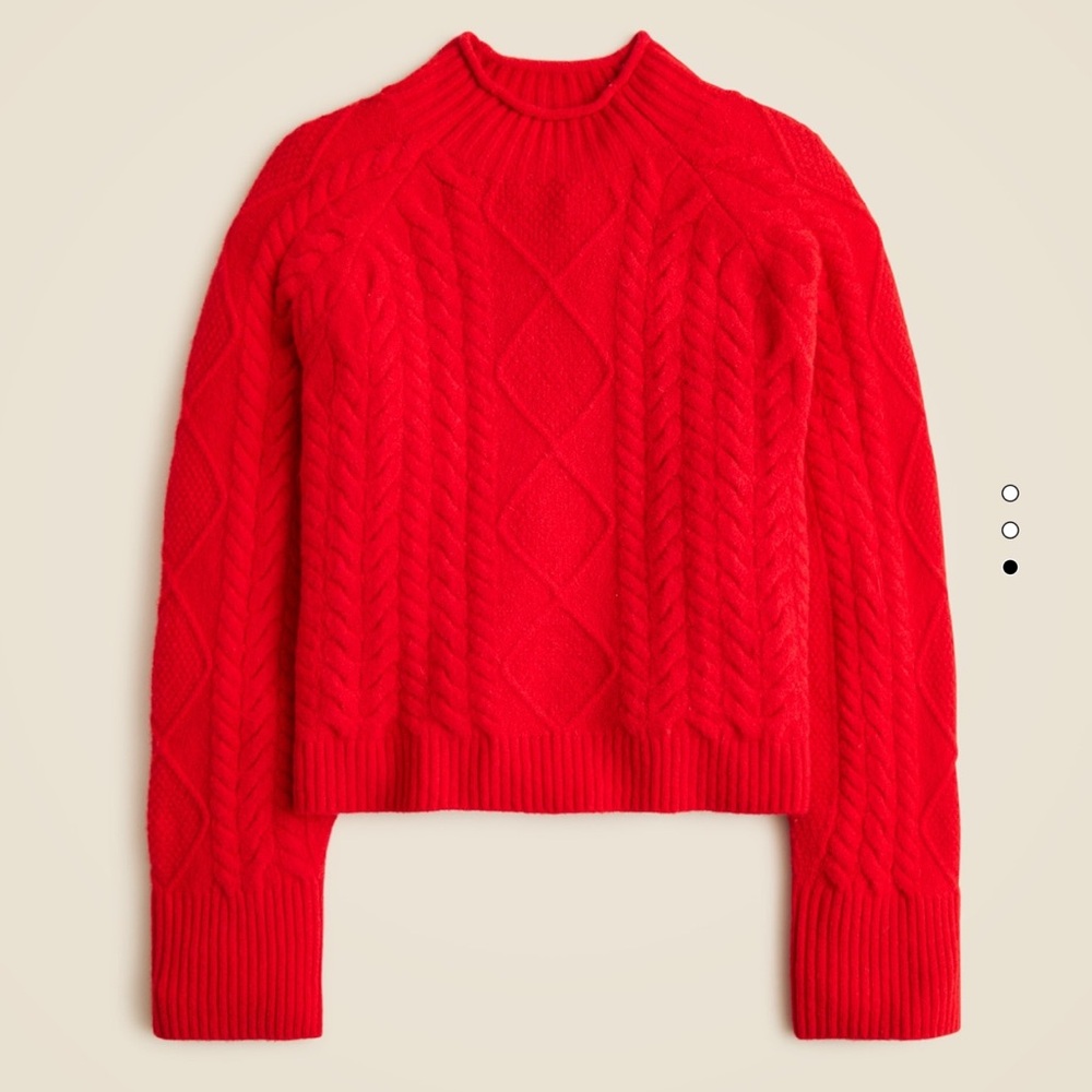 J.CREW Red Cable-Knit Rollneck Sweater in Supersoft Yarn NEW - Picture 3 of 7